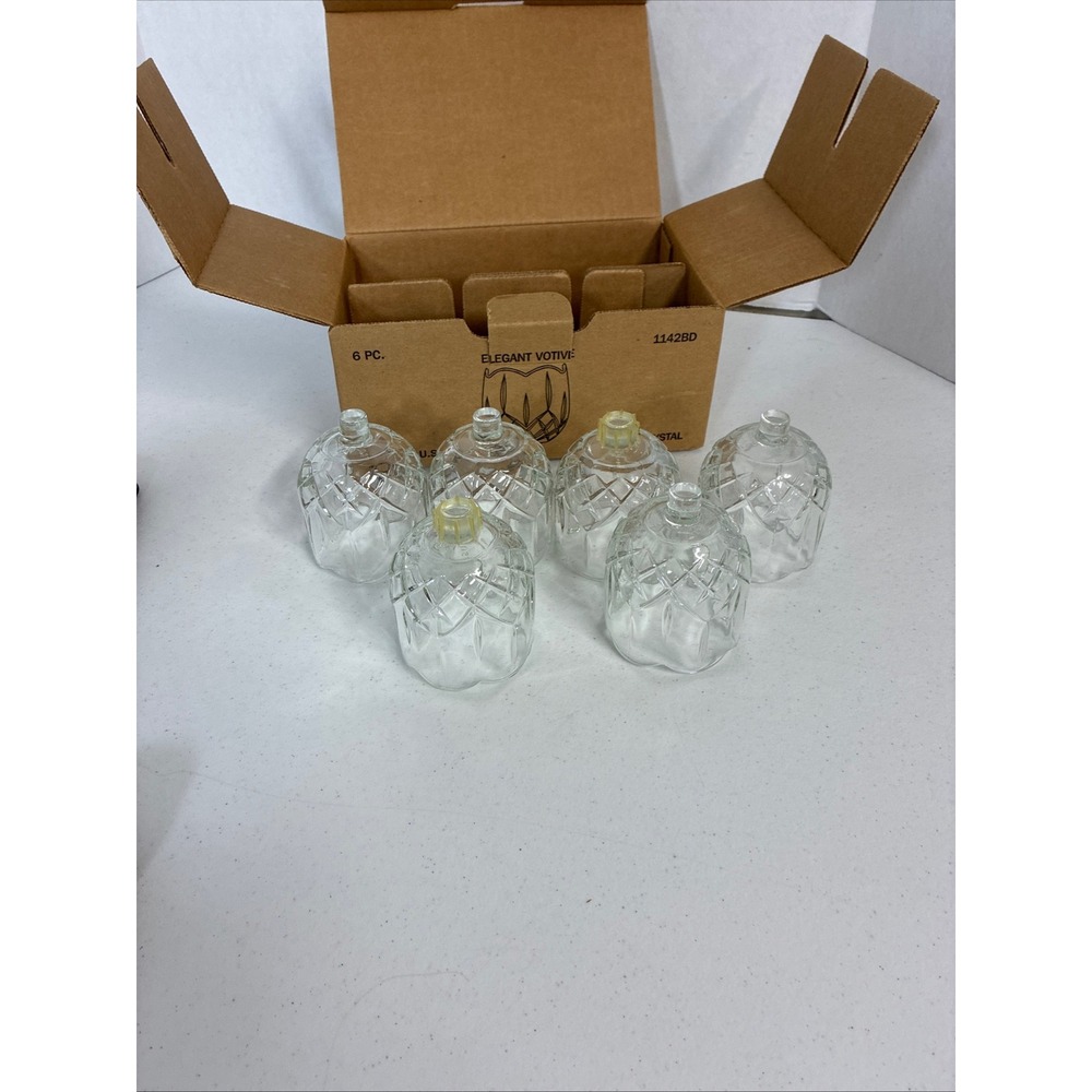 Home Interiors & Gifts 6pc Elegant Votive Crystal Peg Candle Holders 1142BD USA
